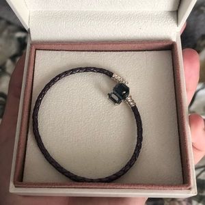 Pandora Dark Purple Braided Leather Bracelet